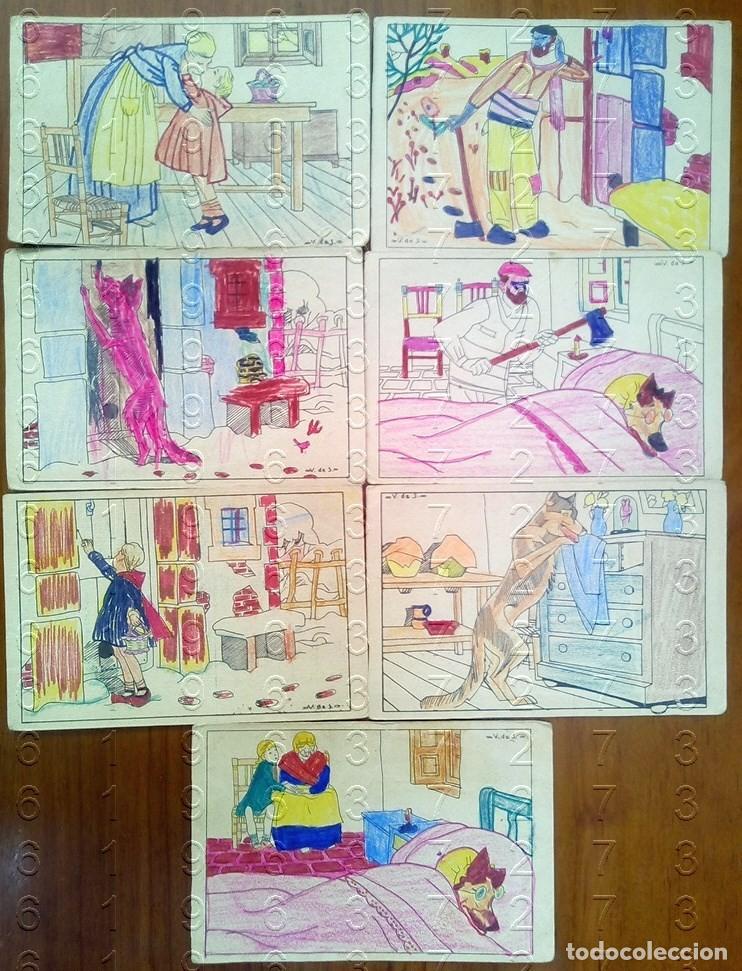 Cartoline: CAPERUCITA ENCARNADA CALLEJA CUENTOS EN POSTALES ART DEC&Oacute; ANTIGUAS GENUINAS TODO LO QUE VES CM0