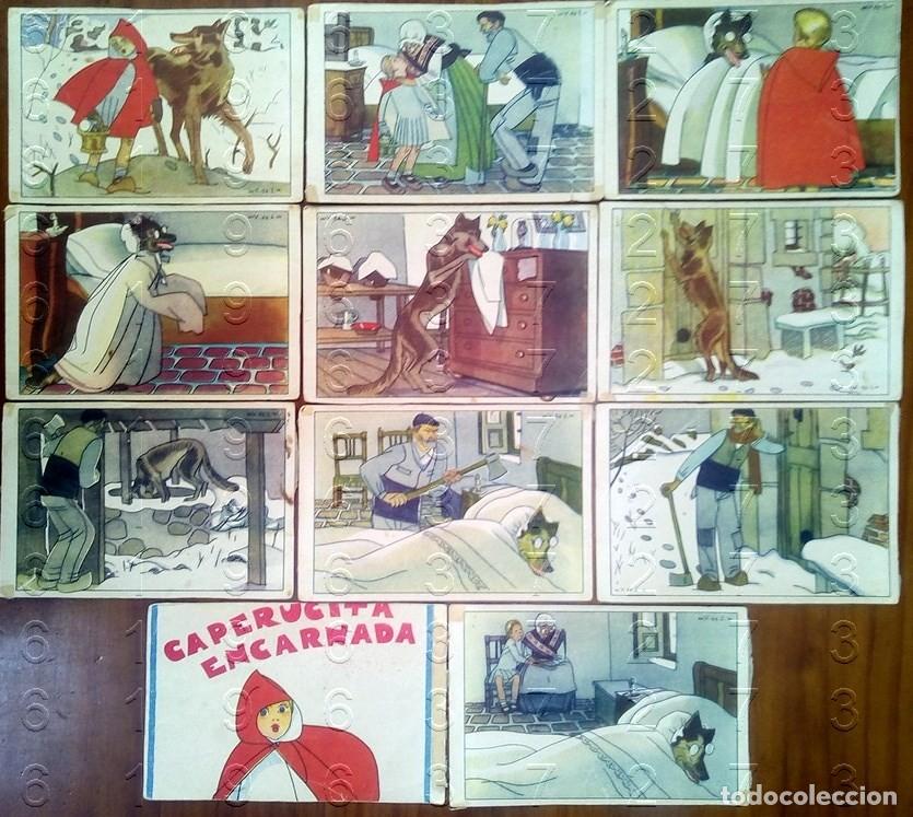 Cartoline: CAPERUCITA ENCARNADA CALLEJA CUENTOS EN POSTALES ART DEC&Oacute; ANTIGUAS GENUINAS TODO LO QUE VES CM0