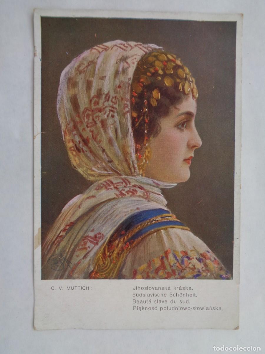 Postais: PRECOSA POSTAL CON DIBUJO DE MUTTICH : BELLEZA ESLAVA . PRINCIPIOS DE SIGLO, CREO QUE RUSIA