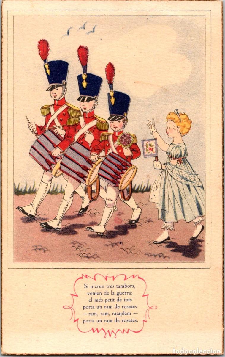 Postcards: Poemes i Can&ccedil;ons B - VI - Els Tres Tambors - Ed. Sirenita Serie 1039 - Bordes dorados - 138x87mm