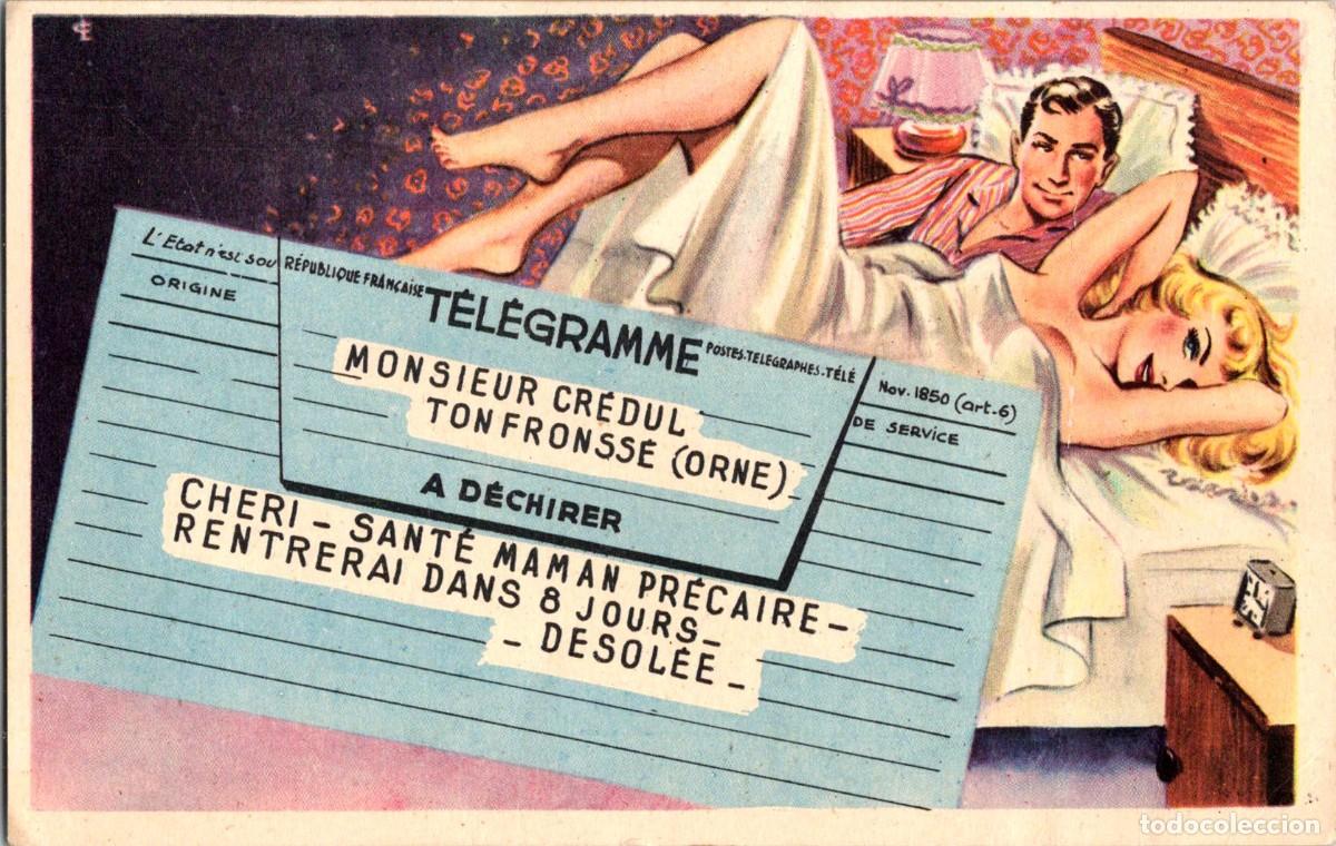 Postkarten: Telegrama - Salud de mam&aacute; precaria... - Humor Er&oacute;tico Franc&eacute;s - Ed. Photochrom n&ordm; 337 - 141x90mm