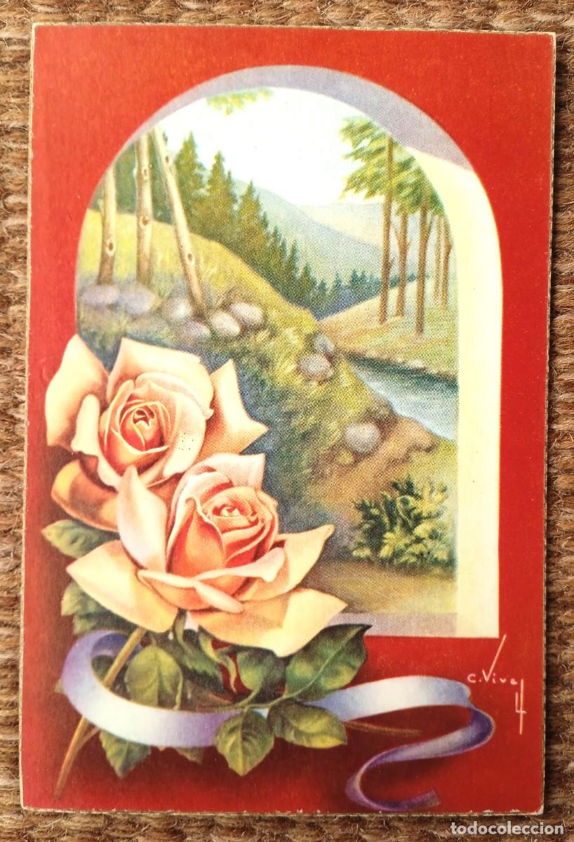Cartes Postales: PAISAJE CON ROSAS - ILUSTRACION C. VIVES