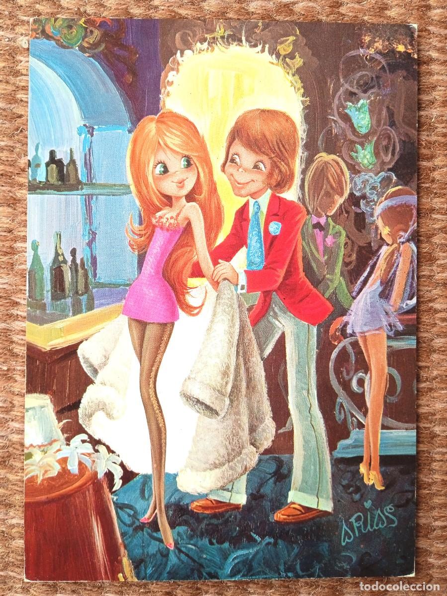 Cartes Postales: PAREJA LIGANDO EN DISCOTECA - ILUSTRACION ARIAS