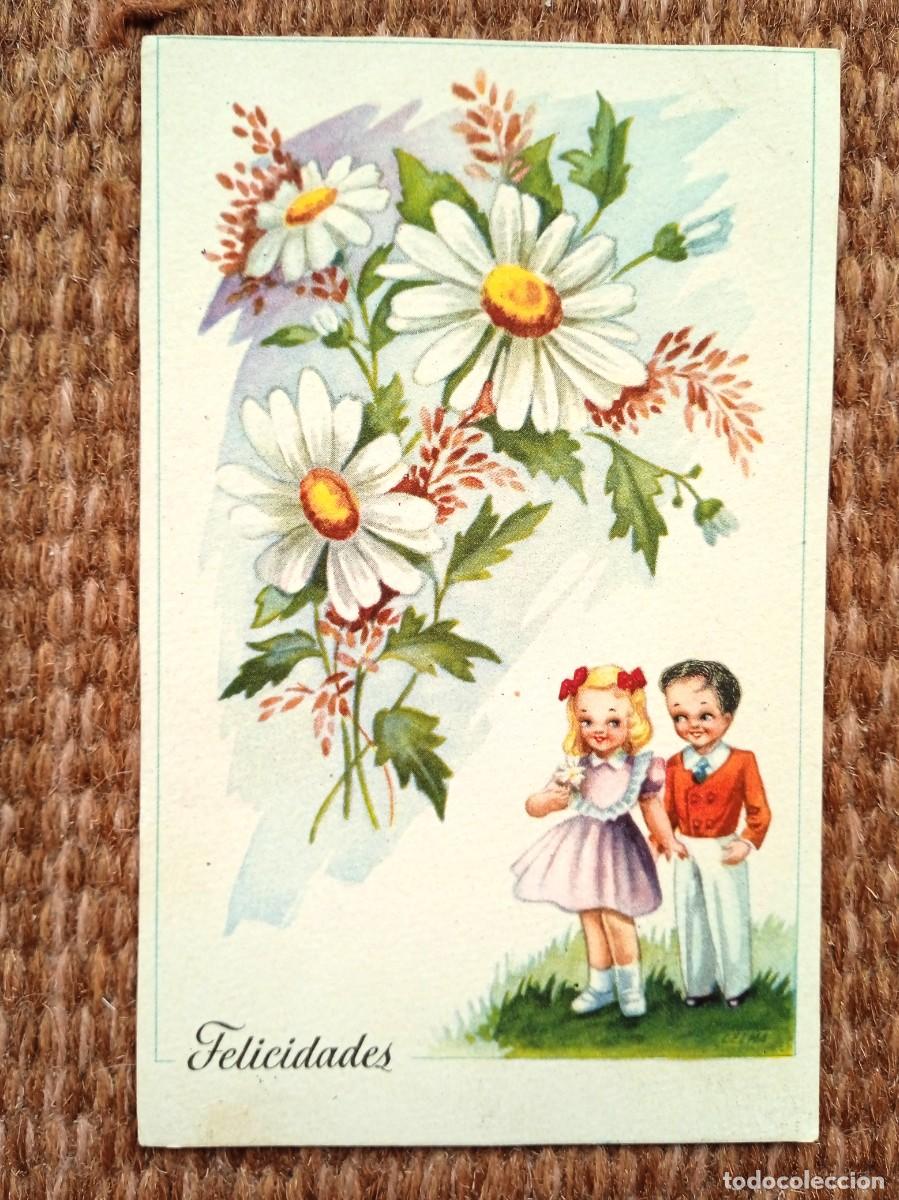 Cartes Postales: FELICIDADES - MARGARITAS Y NI&Ntilde;OS