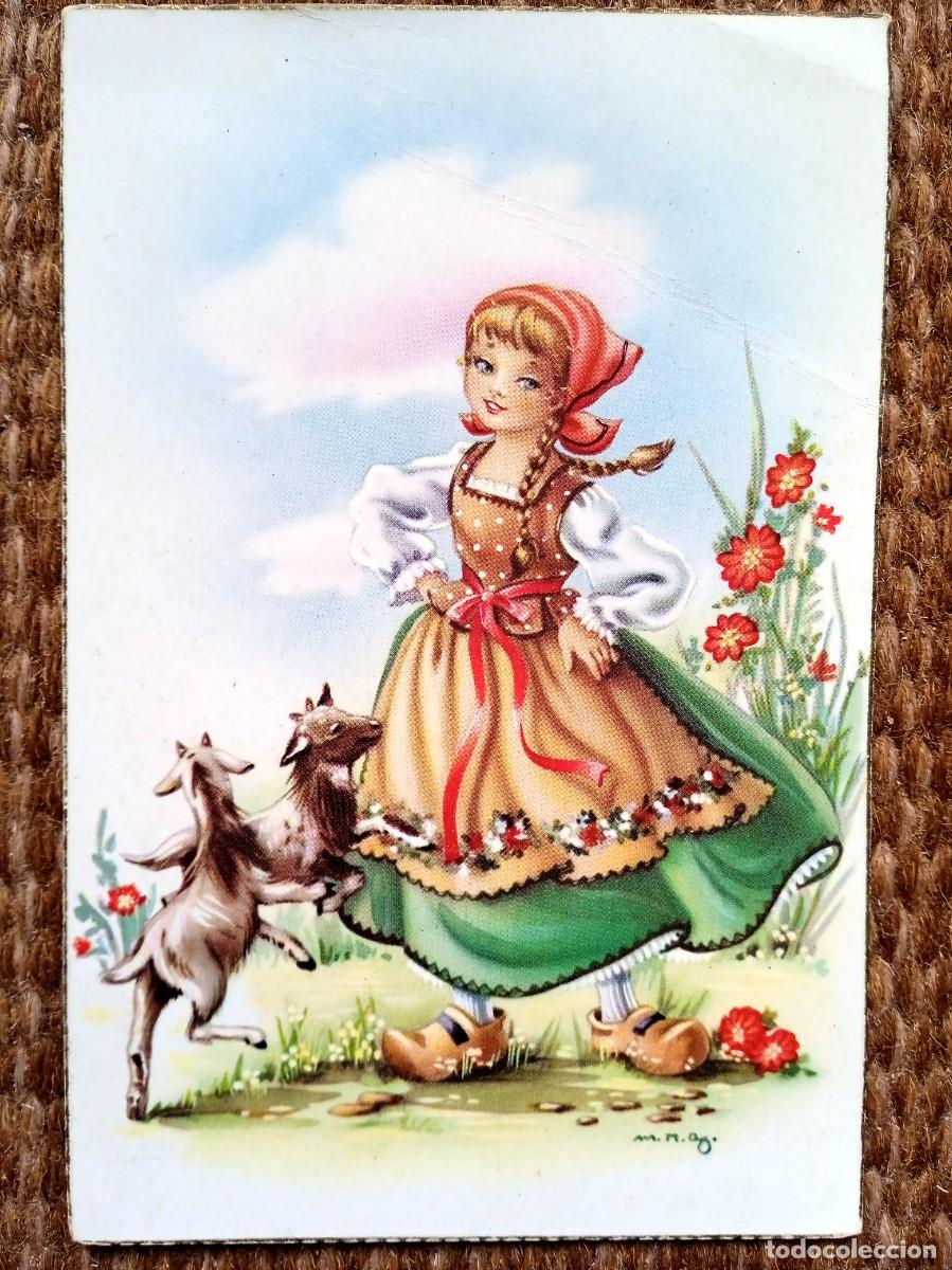 Cartes Postales: PASTORCILLA CON CABRAS - ILUSTRACION M.N.G.