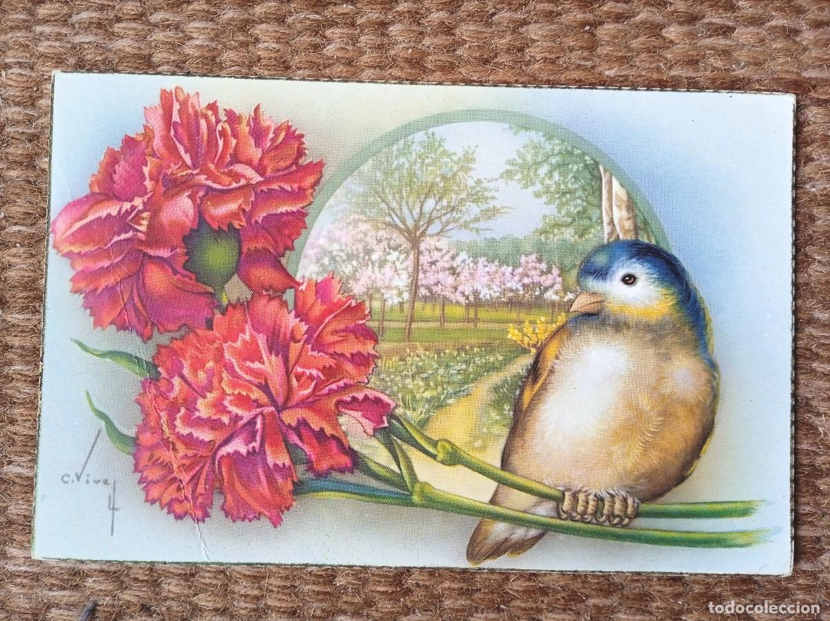 Cartes Postales: PAJARO Y CLAVEL - ILUSTRACION VIVES