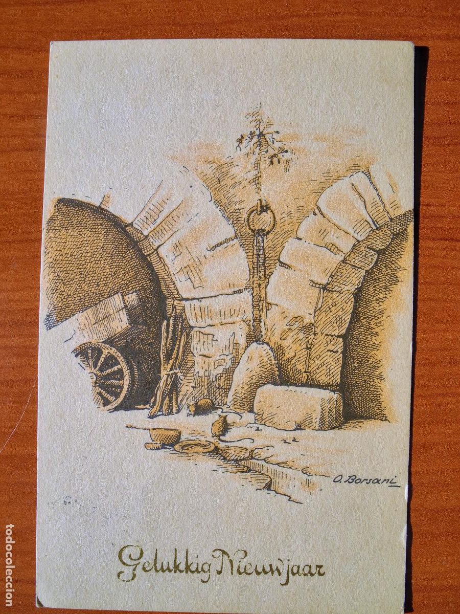 Postkarten: Feliz a&ntilde;o nuevo. Corral. firmado Borsani Ed. Vetta Circulada con sello 1954 9x14