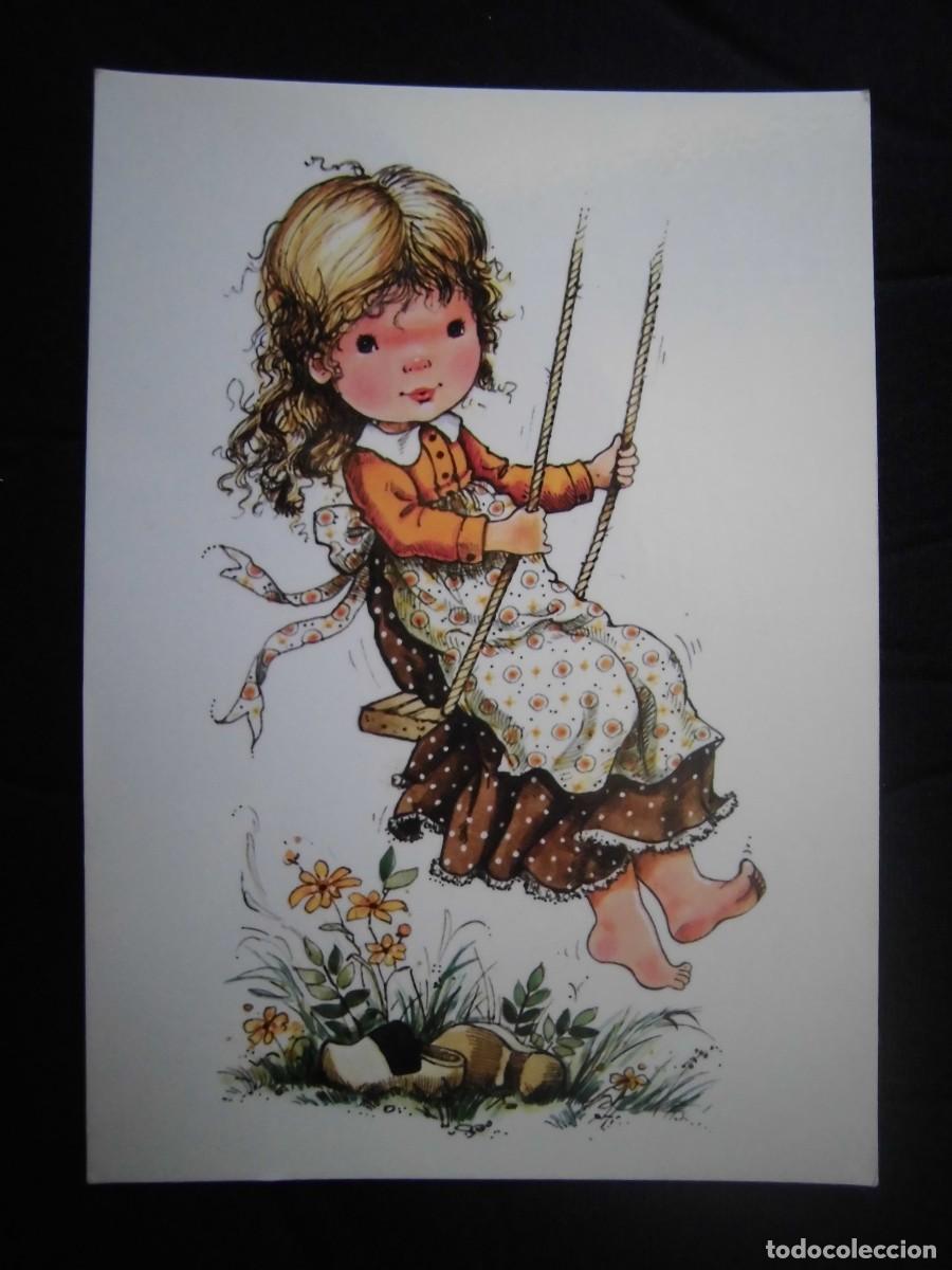 Postkarten: POSTAL NI&Ntilde;A EN COLUMPIO COLECCI&Oacute;N PERLA