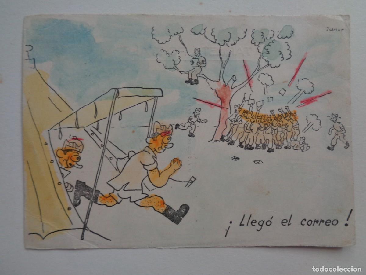 Postcards: POSTAL CON DIBUJO DE CAMPAMENTO MILITAR ( COLOREADA A MANO ). MONTEJAQUE 1956
