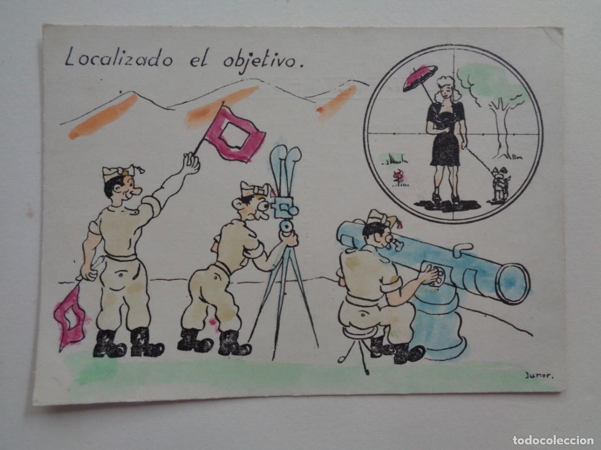 Postcards: POSTAL CON DIBUJO DE CAMPAMENTO MILITAR ( COLOREADA A MANO ). MONTEJAQUE 1956
