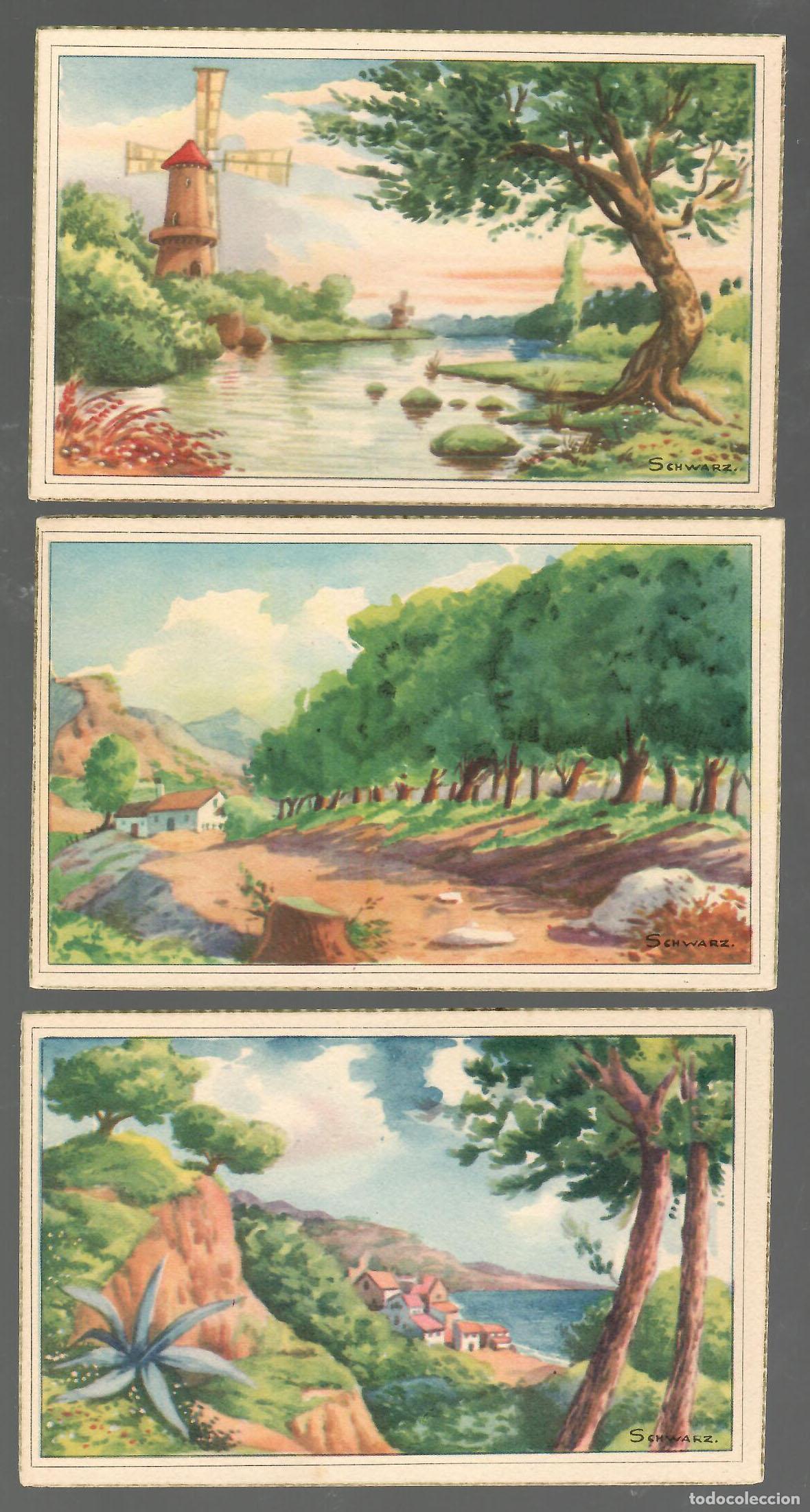 Postcards: 9 postales de paisajes pintados. Sehwarz. Ed. Fenix, serie 3005. Nuevas.. Vell i Bell