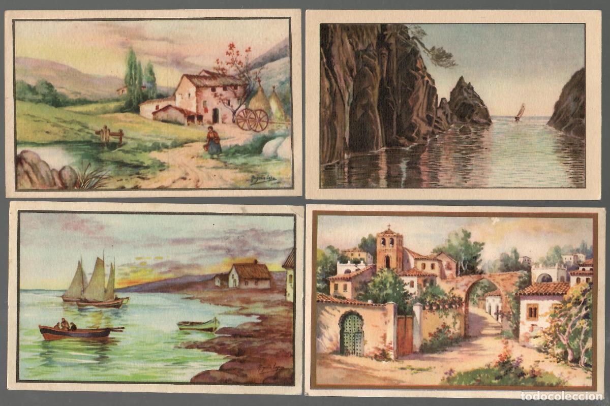 Postcards: 4 postales de paisajes pintados. varios editores. Escritas.. Vell i Bell
