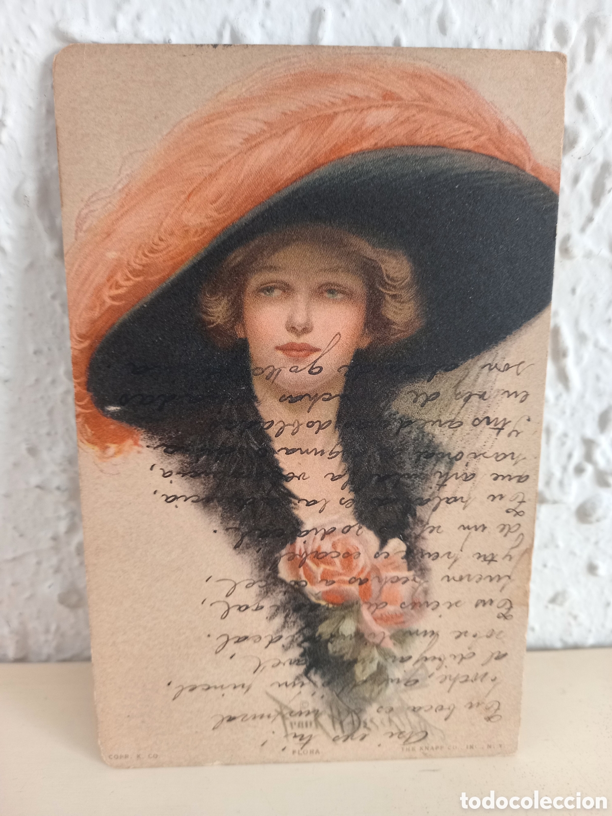 Cartoline: Antigua postal con ilustraci&oacute;n dama