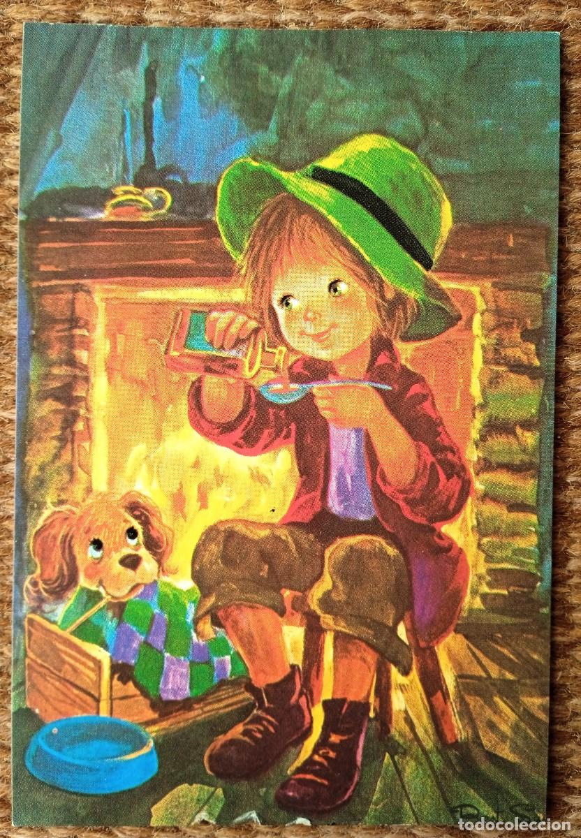 Cartoline: NI&Ntilde;O CON PERRO ENFERMO - TALLER OCUPACIONAL SANTA ISABEL