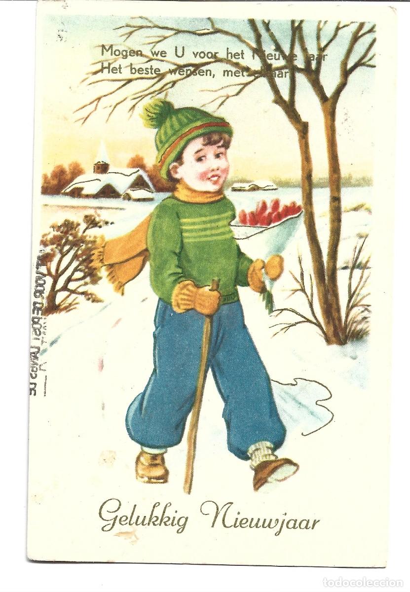 Cartoline: POSTAL DE DIBUJOS NI&Ntilde;O EN LA NIEVE ESCRITA EL A&Ntilde;O 1959 HOLANDA