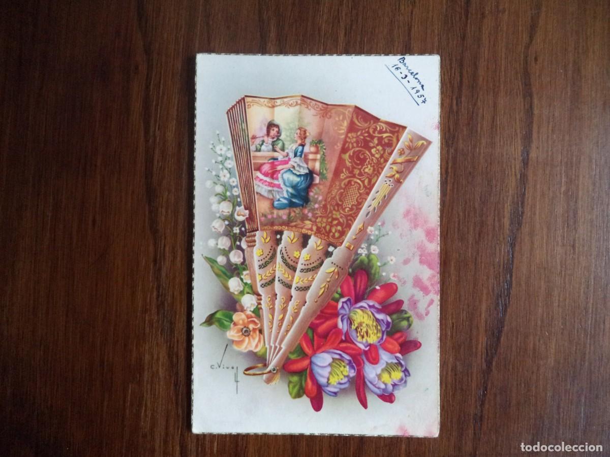 Postais: Postal dibujada, abanico