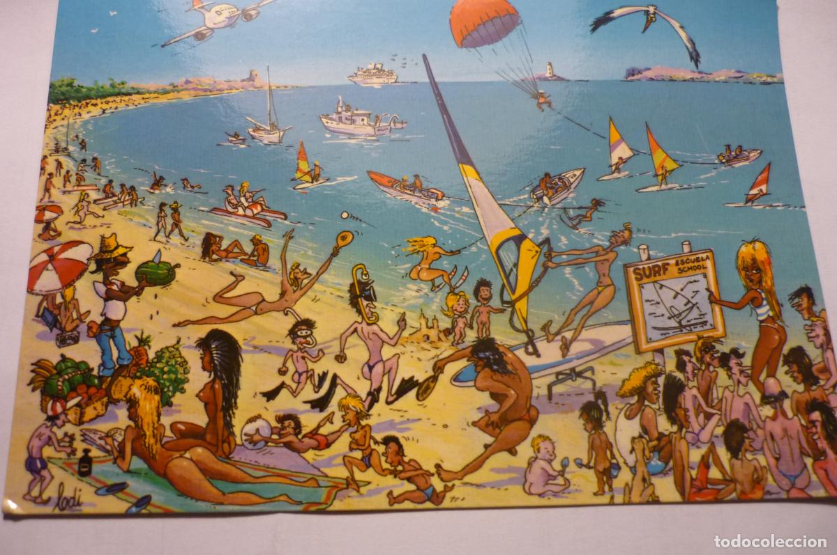 Postais: postal humor dibujo lodi .-playa