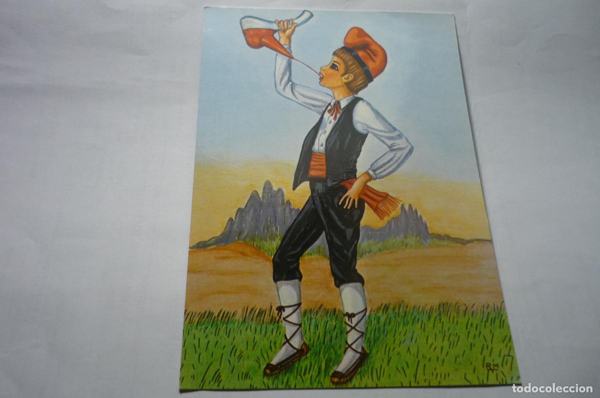 Postais: postal trajes tipicos catalu&ntilde;a.-escrita dibujo rb--escrita