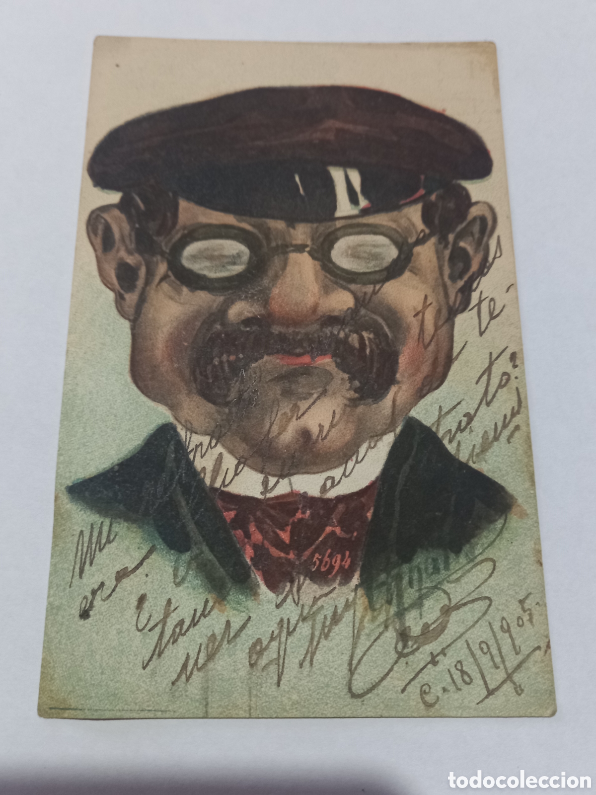 Postais: Postal con caricatura ilustrada. Circulada 1905