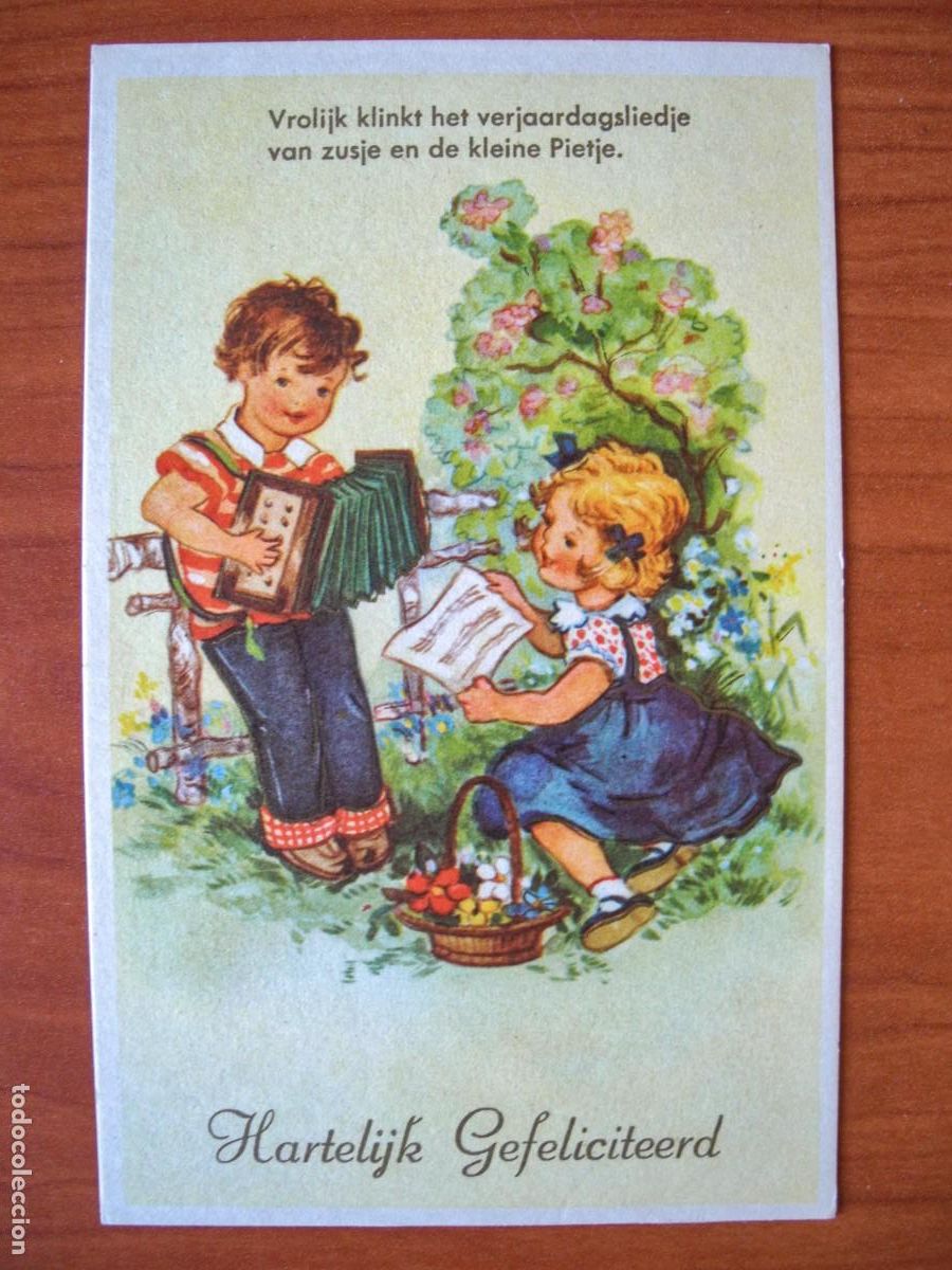 Postais: Ni&ntilde;o y ni&ntilde;a. M&uacute;sica acorde&oacute;n. Nueva 9x14