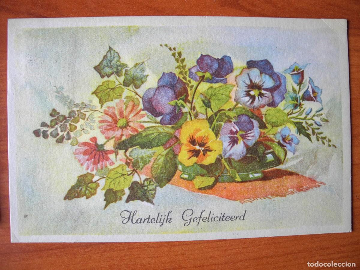 Postais: Antigua postal. Flores. Pensamientos Circulada con sello 1957 14x9