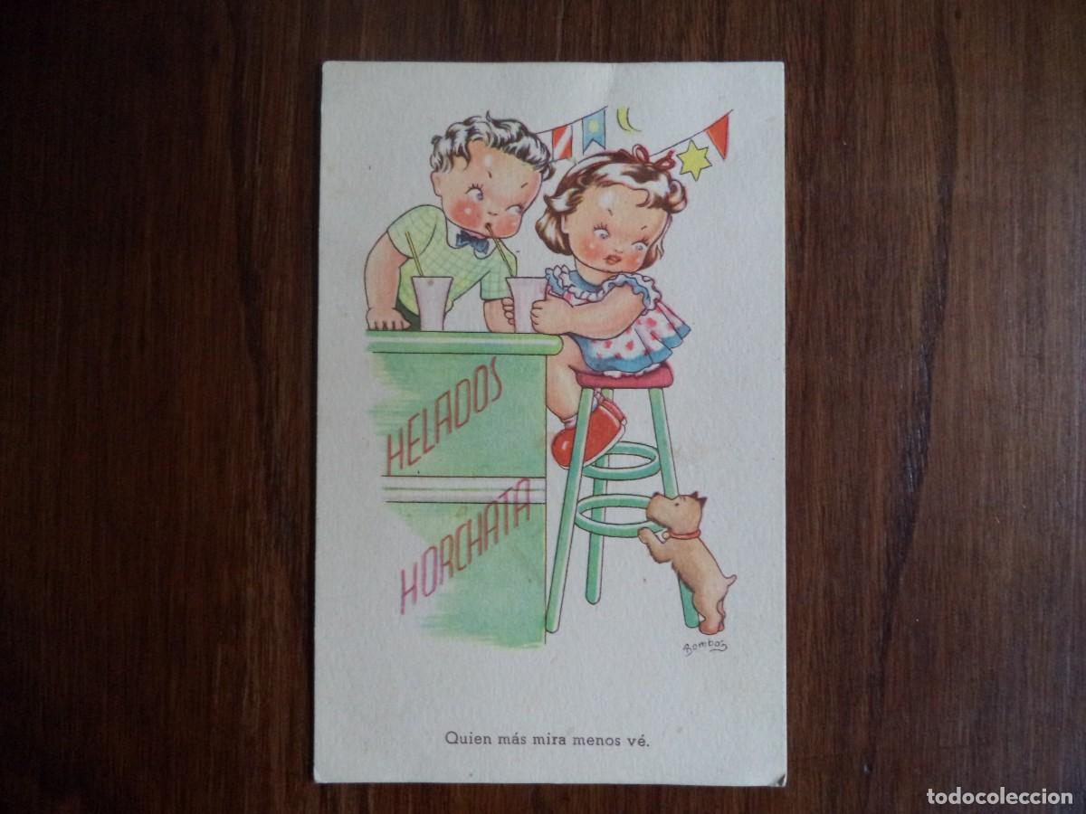 Postais: Postal dibujada ni&ntilde;os. Dibujo Bombon.
