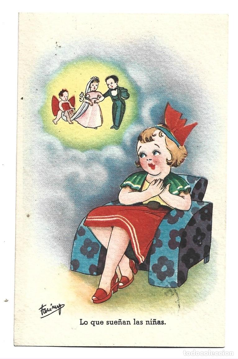 Postkarten: POSTAL DE DIBUJOS SO&Ntilde;ANDO LA NI&Ntilde;A ESCRITA EL A&Ntilde;O 1942 DE CASA C N B SERIA N&ordm; 38