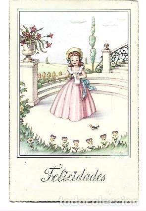 Postkarten: POSTAL DE DIBUJOS NI&Ntilde;A DA DE COMER PAJAROS ESCRITA EL A&Ntilde;O 1948 DE CASA CIMA SERIA N&ordm; 510