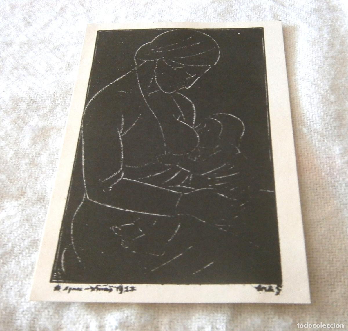 Postkarten: postal dibujo mujer con ni&ntilde;o sin circular