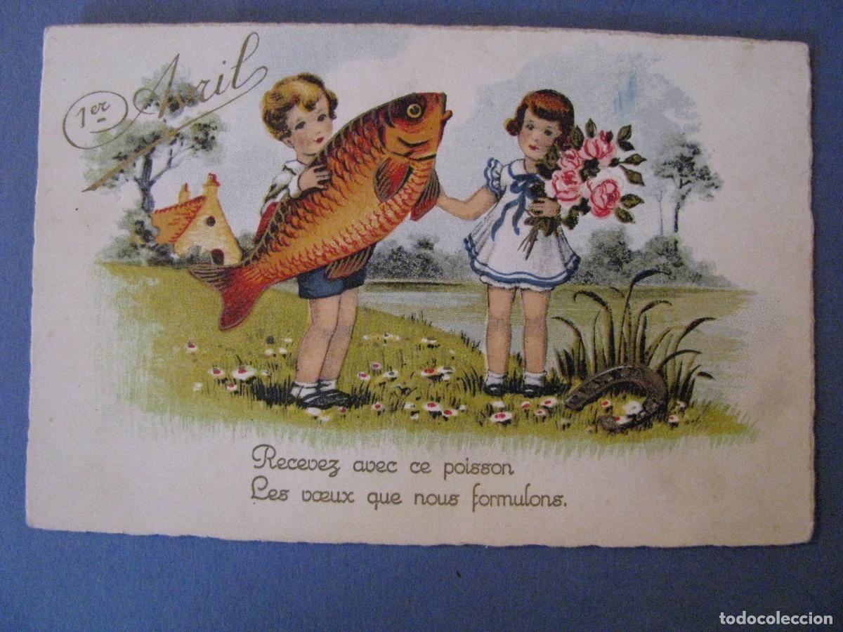 Cartes Postales: ANTIGUA POSTAL DIBUJO. 1 DE ABRIL. FRANCIA. ESCRITA 1945.
