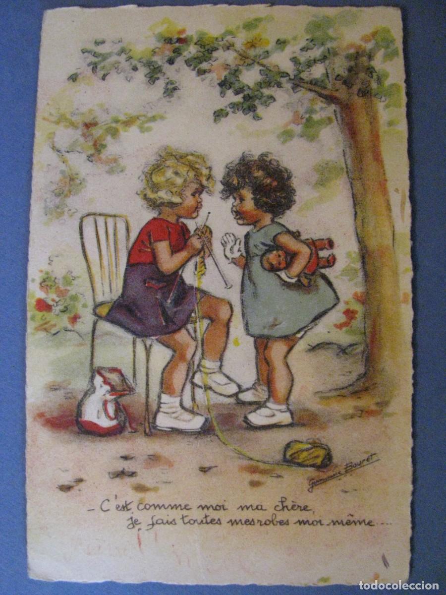 Postais: ANTIGUA POSTAL DIBUJO. IL. GERMAINE BOURET. FRANCIA. ESCRITA 1946.