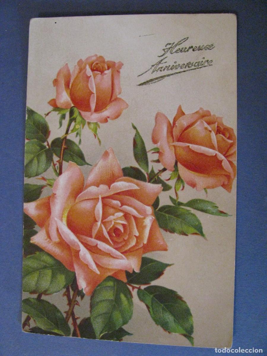 Postkarten: ANTIGUA POSTAL DIBUJO. FLORES. FRANCIA. ESCRITA. 1944.