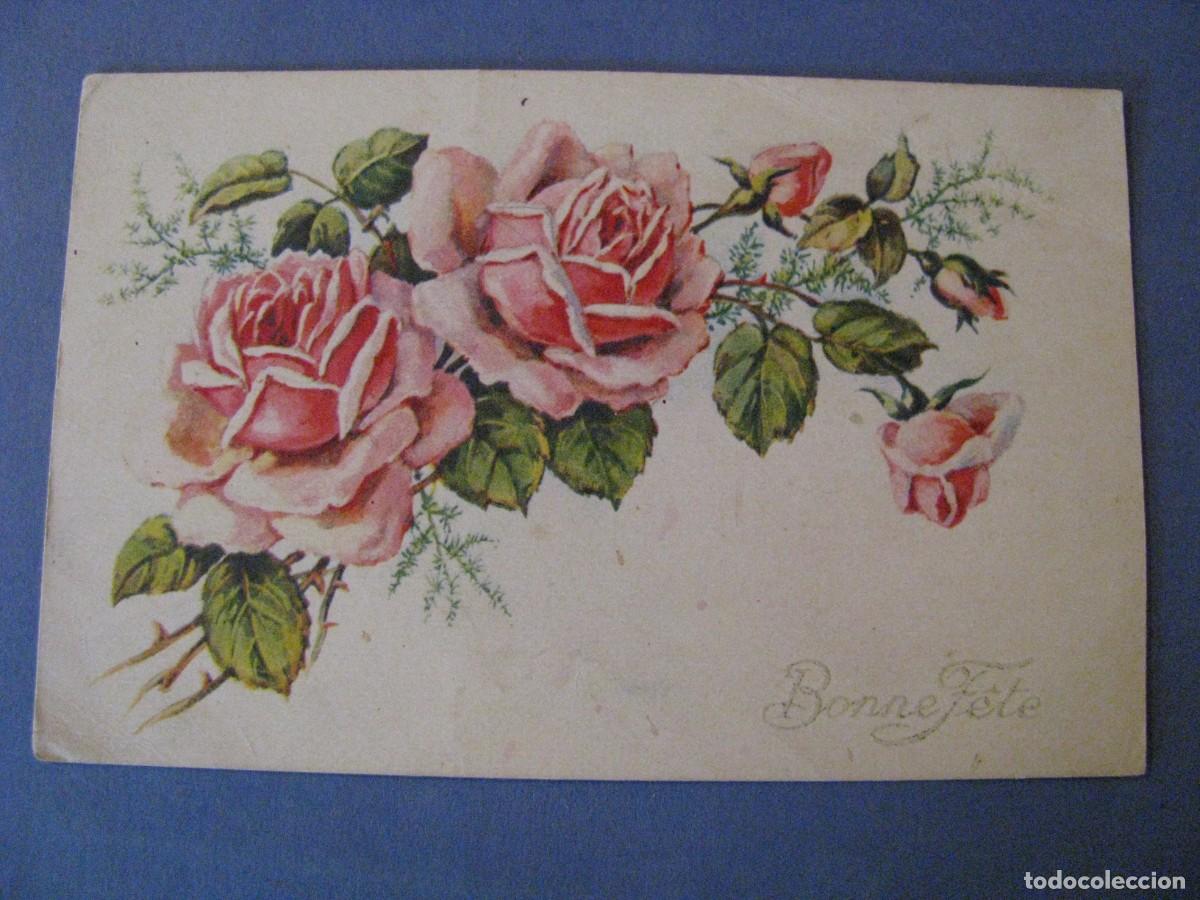 Postkarten: ANTIGUA POSTAL DIBUJO. FLORES. FRANCIA. ESCRITA. 1944.