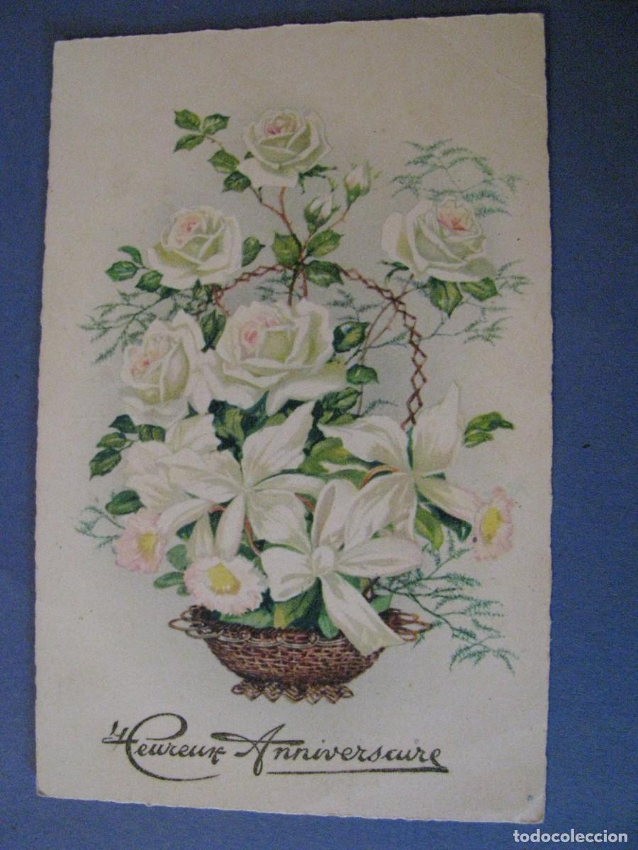 Postkarten: ANTIGUA POSTAL DIBUJO. FLORES. FRANCIA. ESCRITA. 1950.