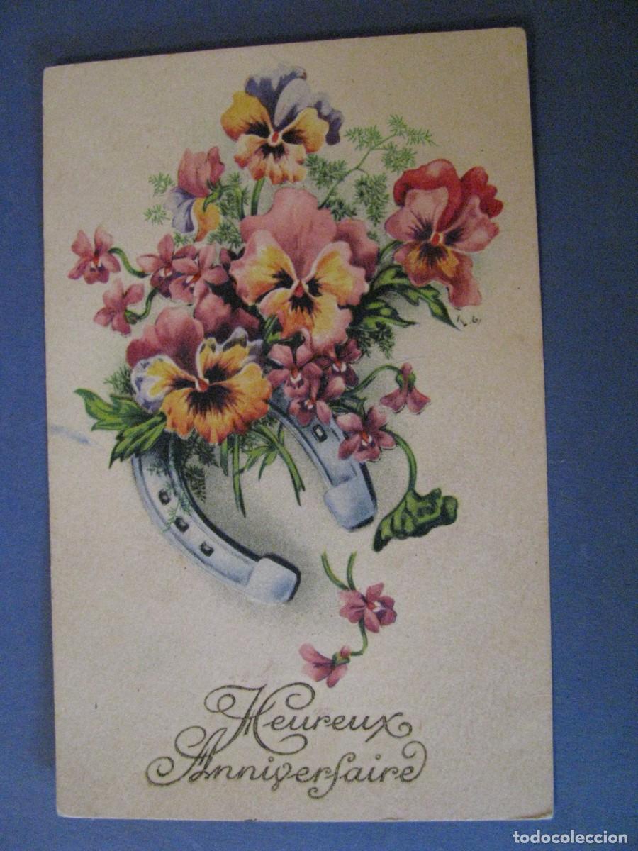 Postkarten: ANTIGUA POSTAL DIBUJO. FLORES. FRANCIA. ESCRITA. 1945