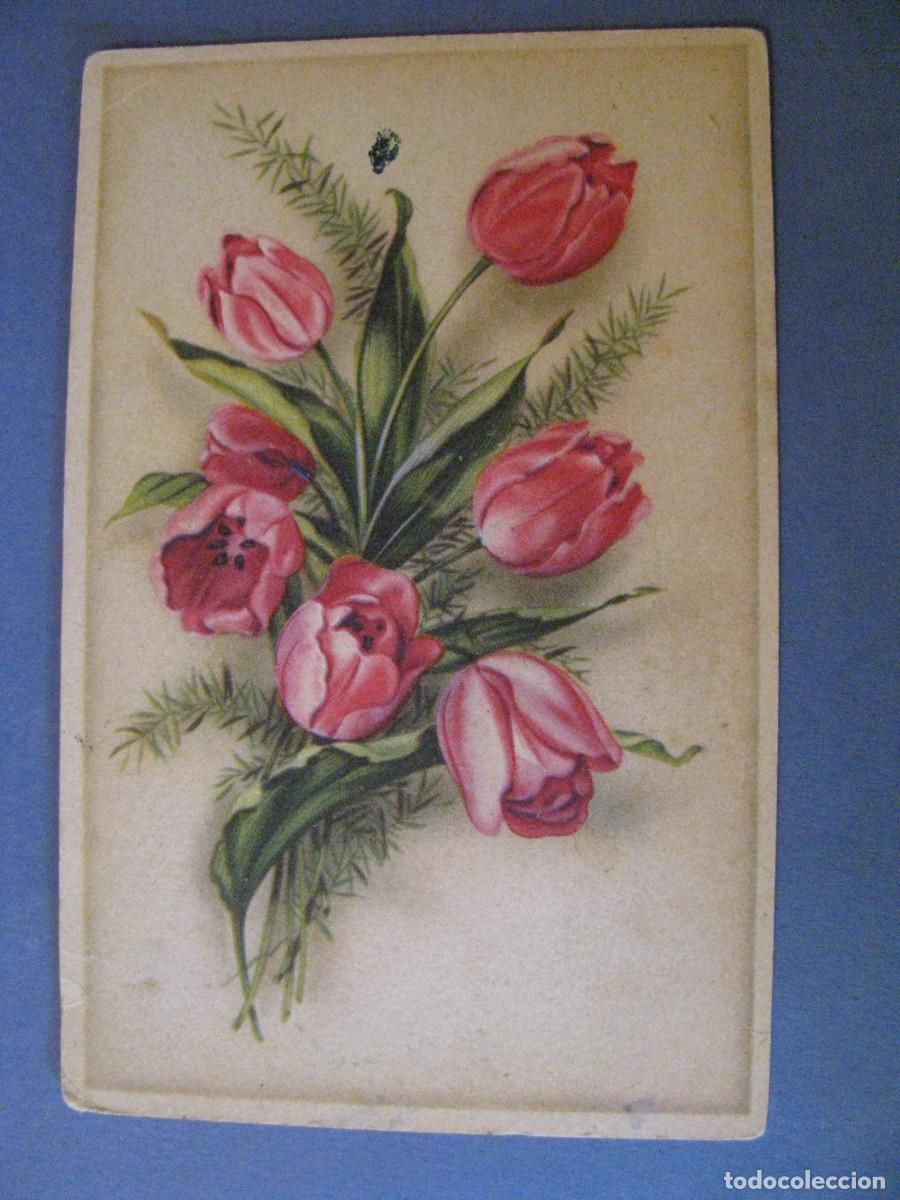 Postkarten: ANTIGUA POSTAL DIBUJO. FLORES. BELGICA. ESCRITA 1945.