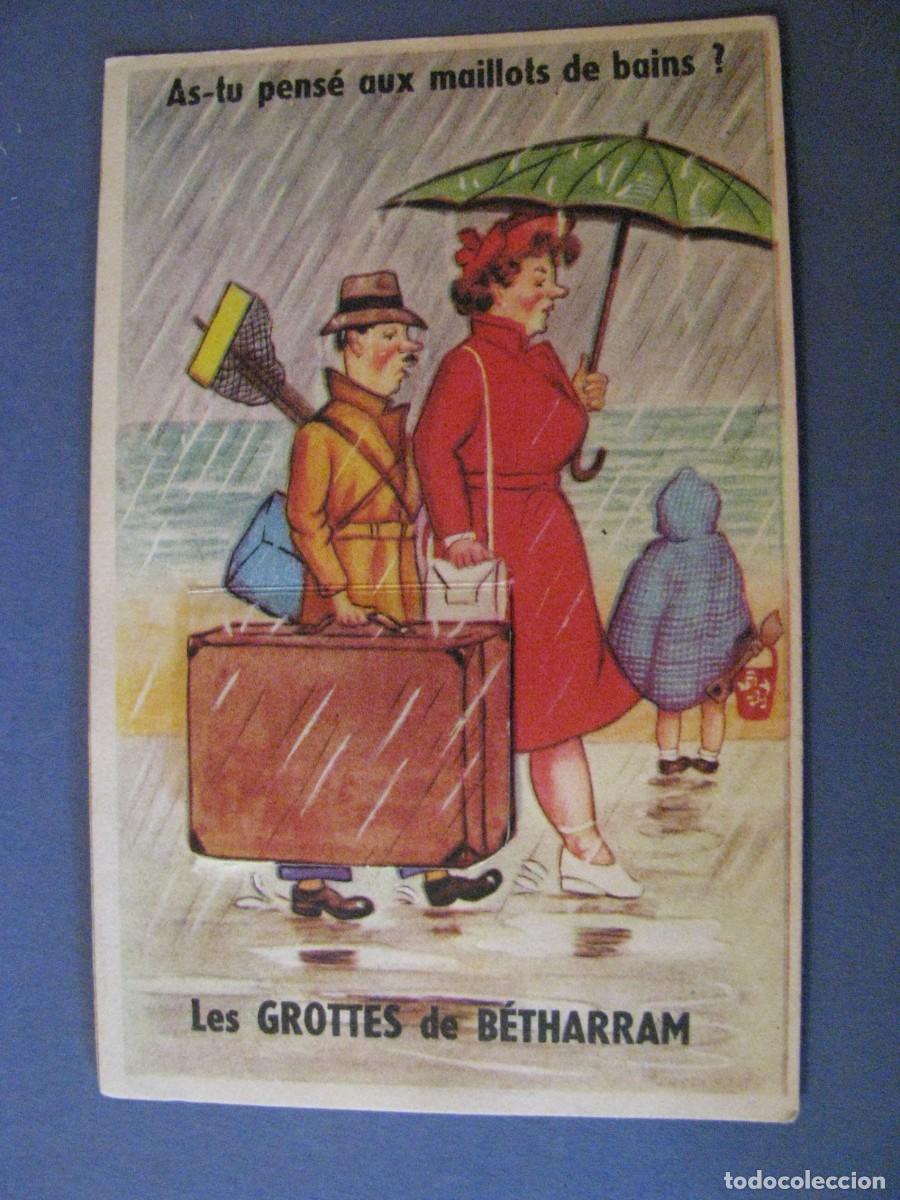 Postkarten: POSTAL DE FRANCIA. LES GROTTES DE BETHARRAM. COMPARTIMIENTO DE PUBLICIDAD 10 IMAGENES. ESCRITA 1951.