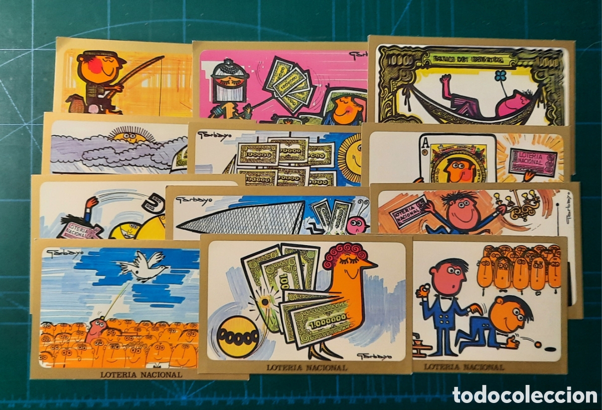 Cartoline: LOTERIA NACIONAL / 12 POSTALES SERIE H DIBUJOS HUMORISTICOS / ILUSTRA GARBAYO
