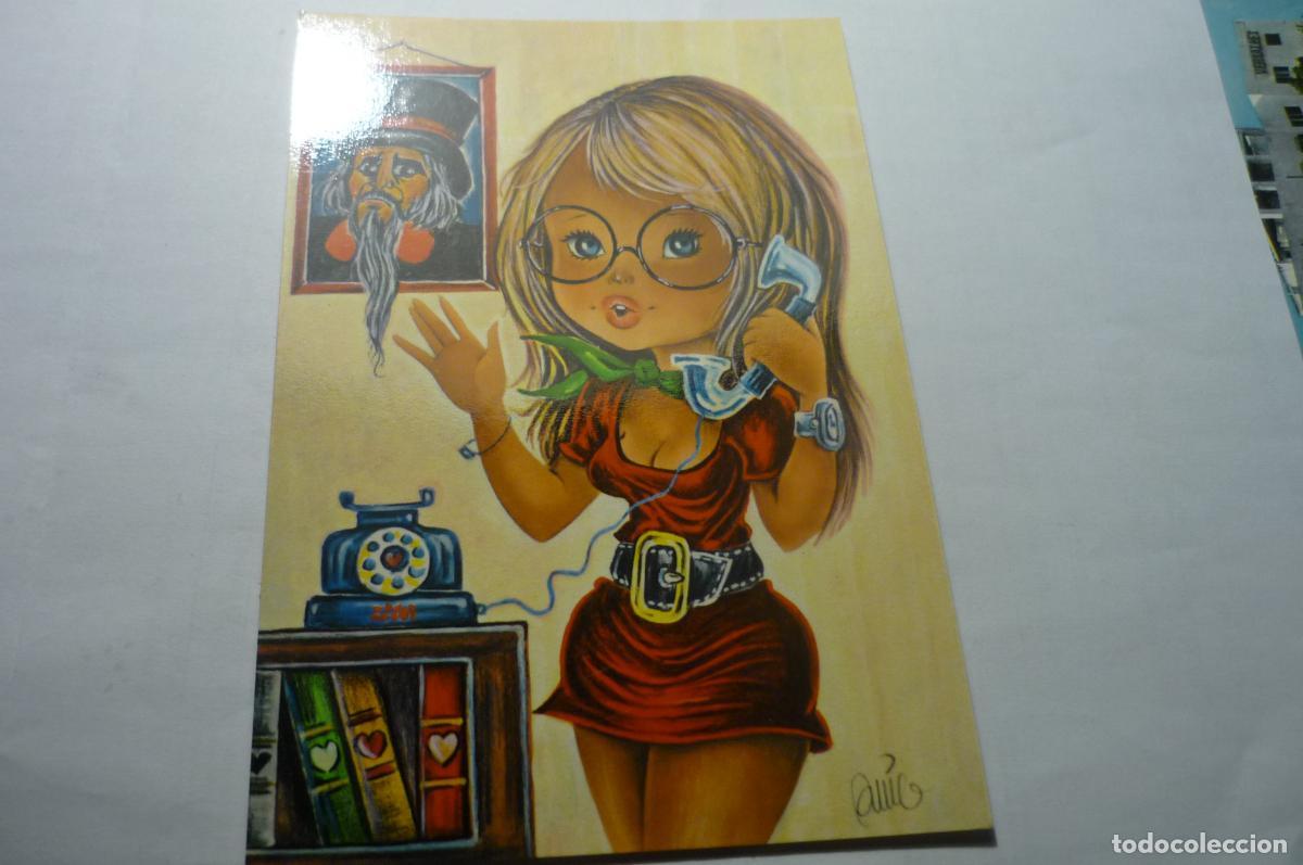 Postkarten: postal dibujo joven telefono