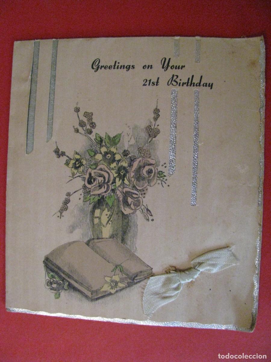 Cartes Postales: POSTAL DE FELICITACI&Oacute;N DEL 21 CUMPLEA&Ntilde;OS. 16X14 CM. ESCRITA. INGLATERRA.