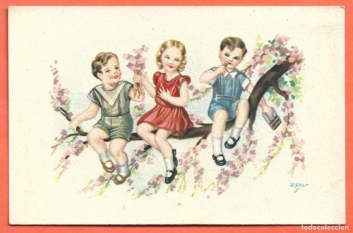 Postkarten: POSTAL DE DIBUJOS NI&Ntilde;OS EN EL &Aacute;RBOL EDIT&Oacute; C, M ,B ESCRITA