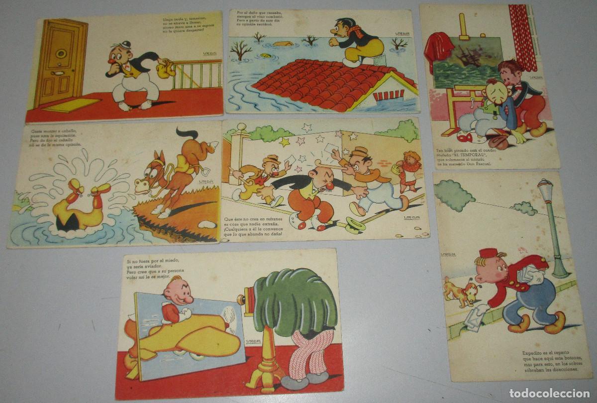 Cartoline: 7 Postales dibujos, caricaturas, humor, chistes, ilustrador, dibujante URDA