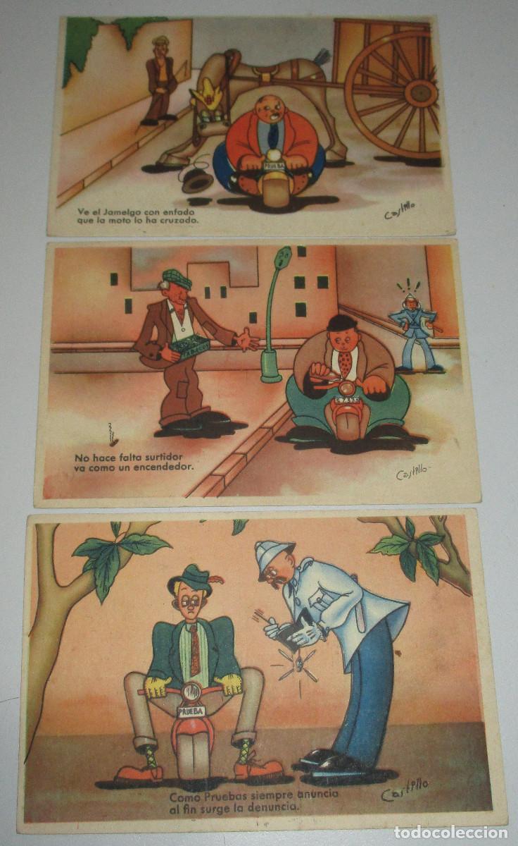 Cartoline: 3 Postales dibujos, caricaturas, humor, chistes, ilustrador, dibujante CASTILLO