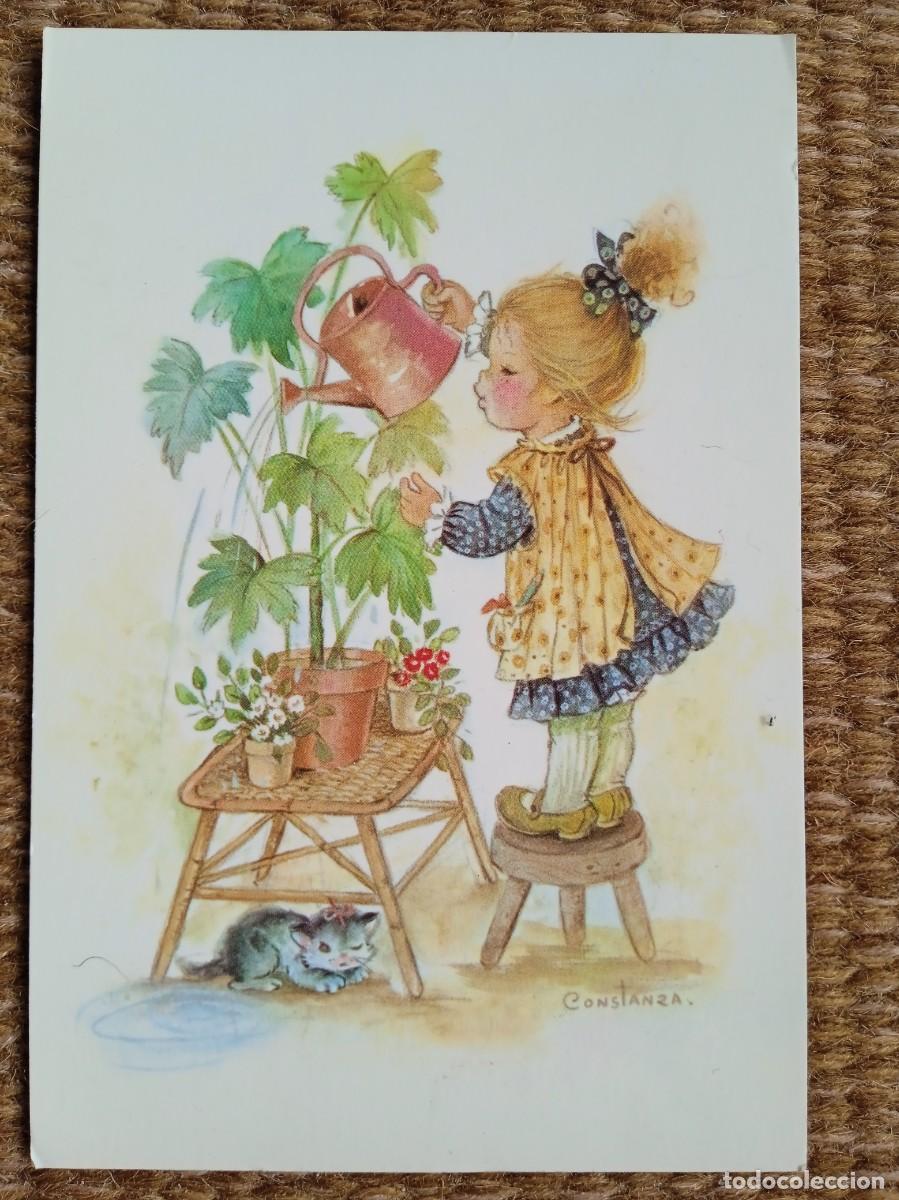 Postais: NI&Ntilde;A REGANDO PLATAS - ILUSTRACION CONSTANZA - ED. C Y Z