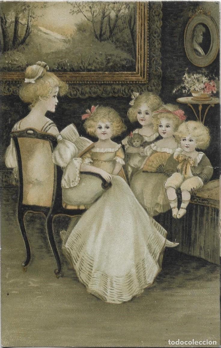 Postais: 8848- PRECIOSA Y ANTIGUA TARJETA POSTAL- LA INSTITUTRIZ DA CLASES A LAS NI&Ntilde;AS - CIRCULADA EN 1907