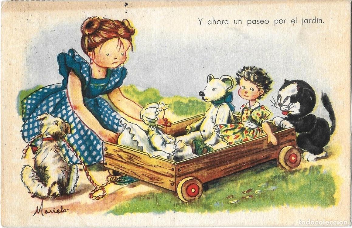 Postais: 8844 - MARIELO - Y AHORA UN PASEO POR EL JARDIN-EDICIONES TRIO SERIE 53- CIRCULADA 1946