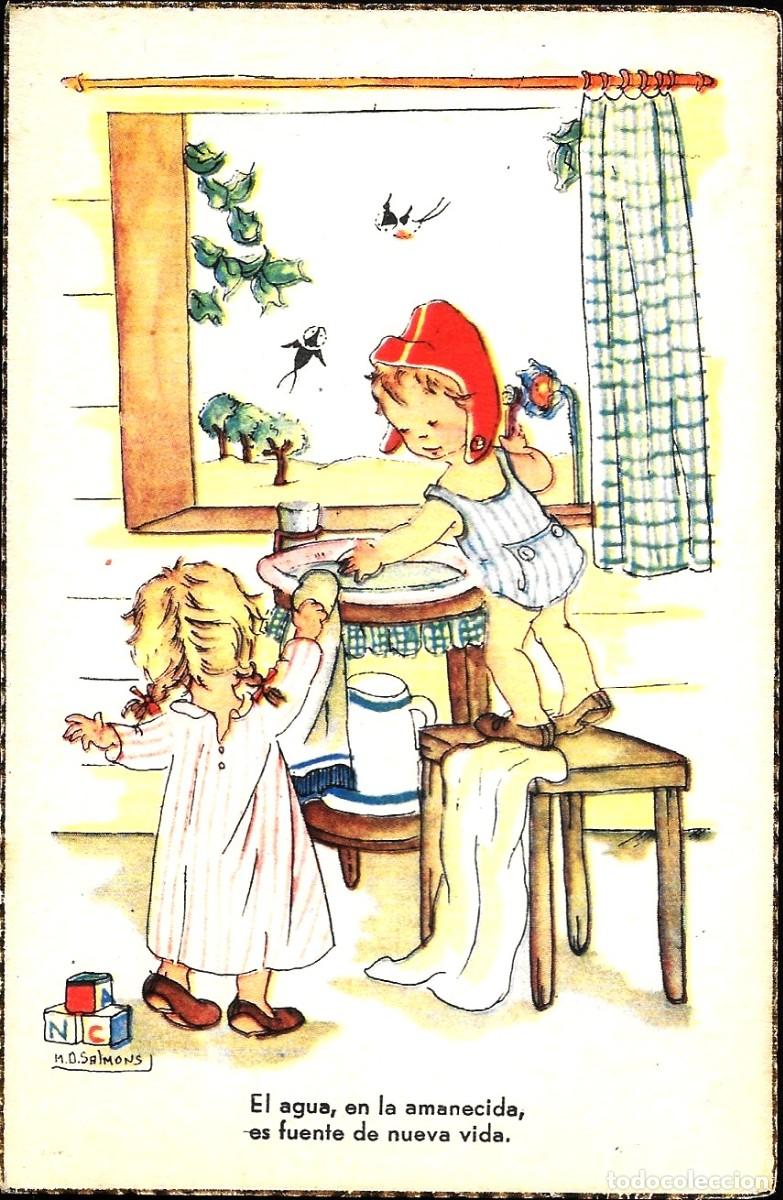 Postais: 8842 - SALMONS - EL AGUA EN LA AMANECIDA... EDICIONESJBR 42- DATA 1954