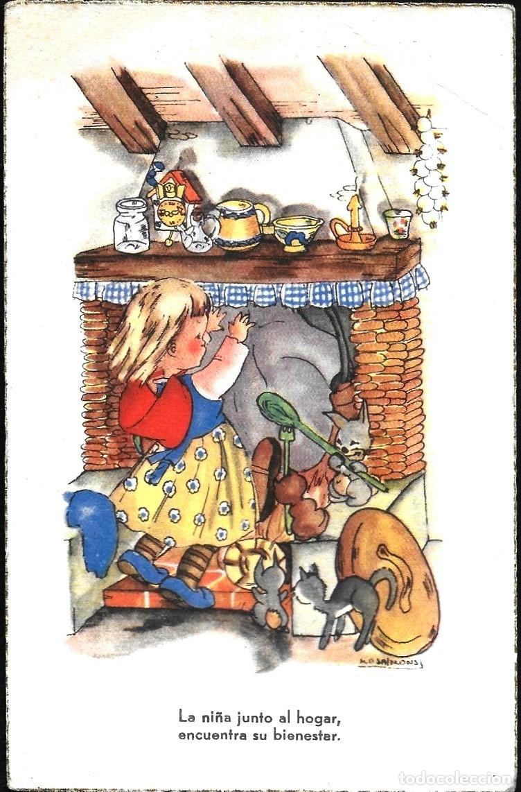 Postais: 8842 - SALMONS - LA NI&Ntilde;A FRENTE AL HOGAR, ENCUENTRA BIENESTAR- EDICIONES JBR SERIE 57 - DATA 1952
