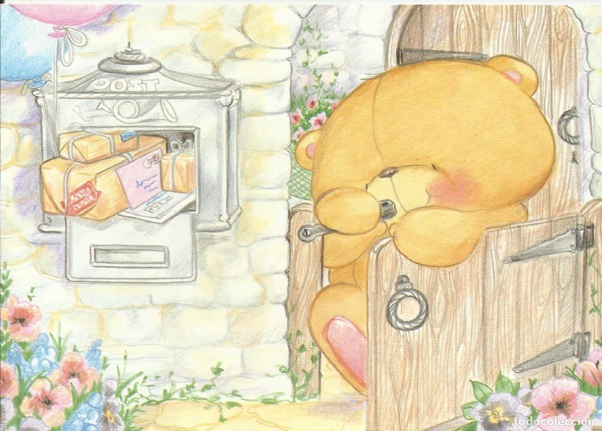 Cartes Postales: Osito, casa y buz&oacute;n. Dibujo. Andrew Brownsword. Gran Breta&ntilde;a. Felicitaci&oacute;n. Postal. Holand&eacute;s.