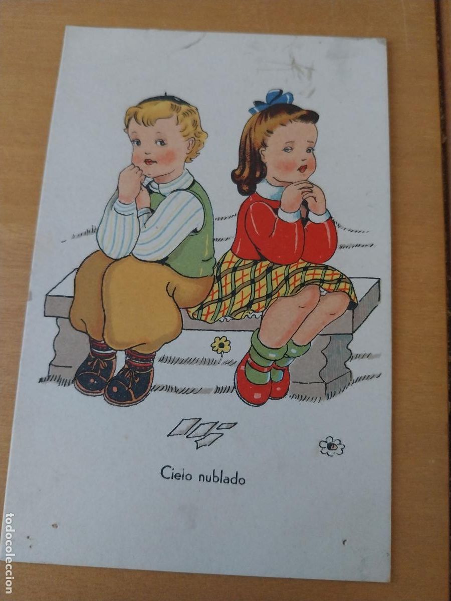 Postais: PAREJA NI&Ntilde;OS ENFADO POSTAL ILUSTRADA A&Ntilde;OS 50 ESCRITA ED IKON SERIE 15